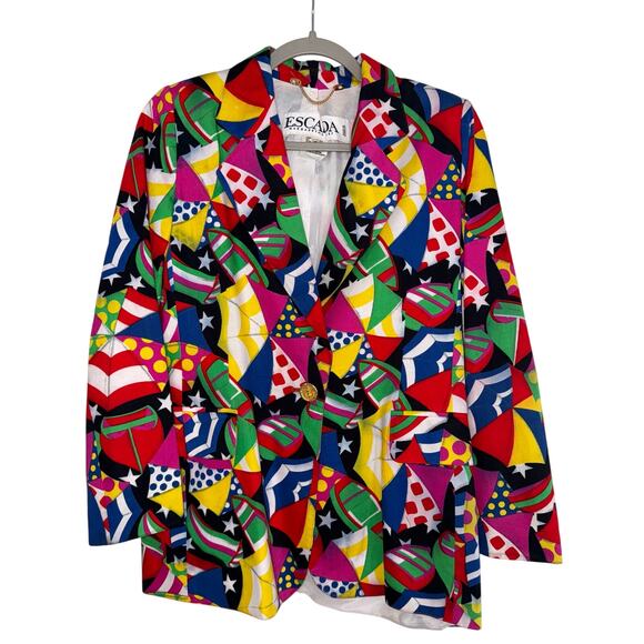 ESCADA Multi-Color Graphic Print 100% Cotton blazer - size 38 (M) - Picture 13 of 14